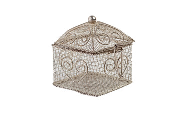 vintage metal jewelry box with hearts 