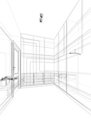 abstract sketch design of interior walk-in closet ,3d rendering