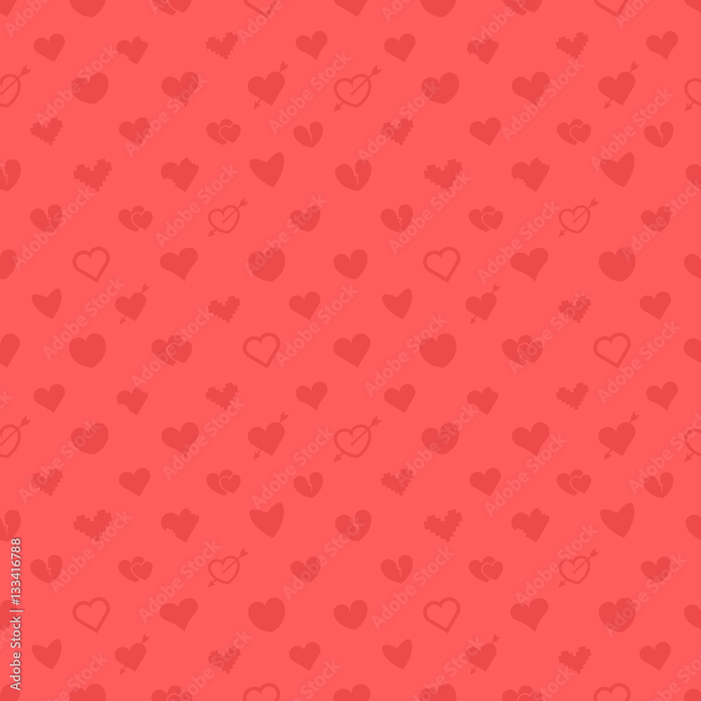 Poster Different abstract hearts pattern. Valentines greeting card layo