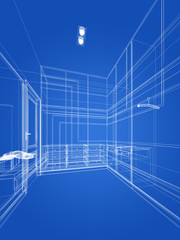 abstract sketch design of interior walk-in closet ,3d rendering