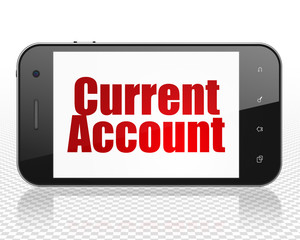 Currency concept: Smartphone with Current Account on display