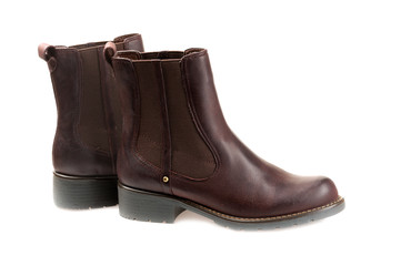 Brown female leather shoes