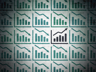 Fototapeta premium Business concept: growth graph icon on Digital Data Paper background