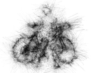 Woman with a bicycle. Digital art