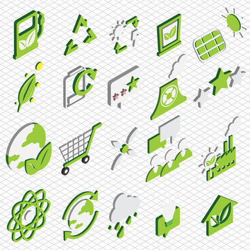 illustration of info graphic eco icons set concept in isometric 3d graphic