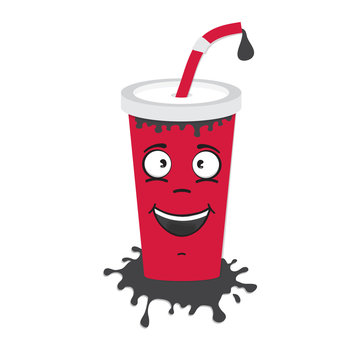 cartoon flat soda drink cup character icon vector illustration isolated on white
