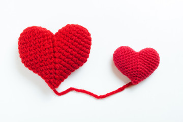 Joined hearts on white background. Valentine's Day. Symbol of love.