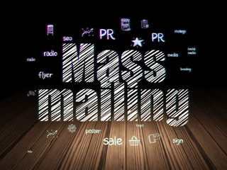Marketing concept: Mass Mailing in grunge dark room