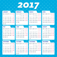 Blue vector 2017 calendar