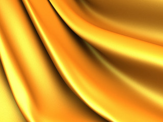 Golden silk cloth glossy waves luxury background