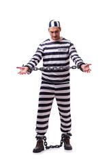 Man prisoner isolated on white background