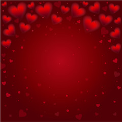 Valentines day. Frame of hearts on red background. Valentines background with red heart
