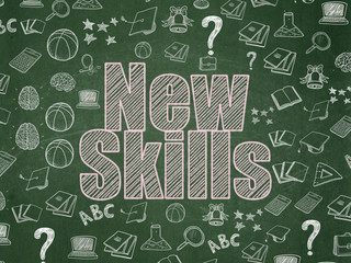 Fototapeta na wymiar Studying concept: New Skills on School board background