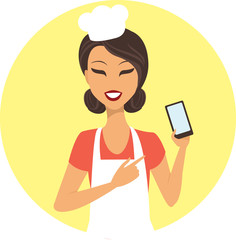 Chef with mobile device