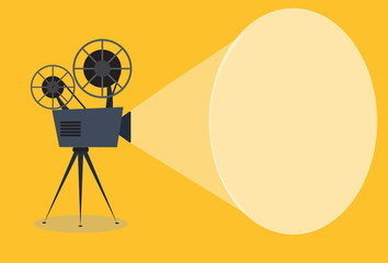 Retro cinema icon, vector illustration with copy space