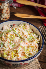 Salad with leek, carrots and apples.