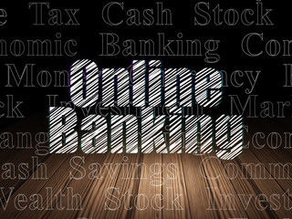 Currency concept: Online Banking in grunge dark room