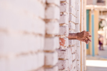 only hands from the window