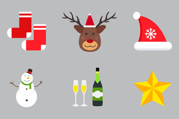 Christmas holiday icons vector set.