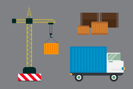 Delivery transport cargo truck vector illustration.