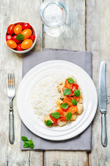 Tomato basil cod with rice