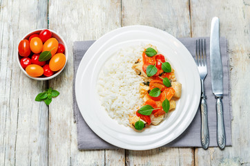 Tomato basil cod with rice