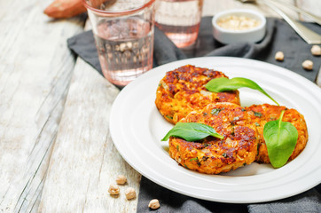 Sweet potatoes chickpea cilantro oats vegan burgers