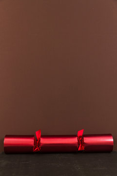 Red Christmas Cracker With Blank Space Above.