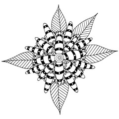 Big abstract flower with leaves