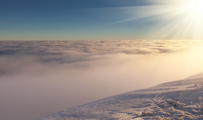 winter Carpathians landscape, Europe mountains, wonderful world.