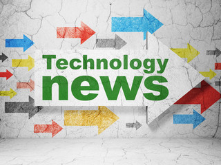 News concept: arrow with Technology News on grunge wall background