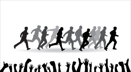 Silhouette of a running man. Poster.