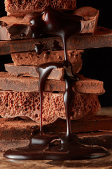 Heap of broken pieces chocolate
