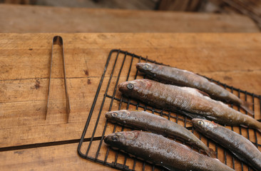 Fresh fish before cooking on the grill.