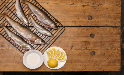 Fresh fish before cooking on the grill.