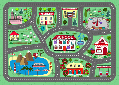 Road Play Mat For Children Activity And Entertainment