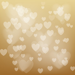 Vector love abstract background. Shiny hearts bokeh light Valentine's day