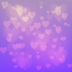 Vector love abstract background. Shiny hearts bokeh light Valentine's day