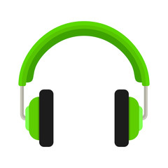 Vector headphones icon. Flat design vector illustration concept for web banner, mobile. graphic green headphones. isolated on  background