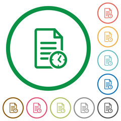 Document last modified time flat icons with outlines