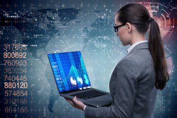 Businesswoman in online stock trading business concept