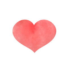Watercolor red heart for Valentine's day. Vector