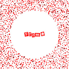 Burst from hearts. Frame halftone effect. Red dots on white background. Abstract dotted surface. Retro, vintage, hipster style