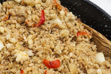 Veggie breadcrumbs, traditional Spanish Migas, Tapas