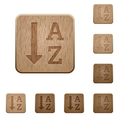Alphabetically ascending ordered list wooden buttons