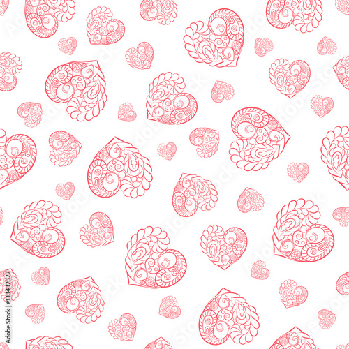  Valentine s day seamless pattern with red hearts 
