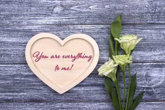 Valentine card with text You are everything to me green