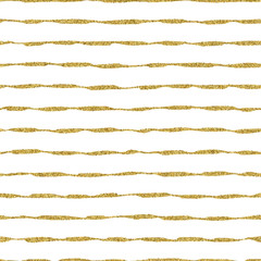 Seamless pattern with stripes with golden glitter effect. Shiny triped background for textile, wallpaper, wrapping paper, fabric, paper. Grunge style