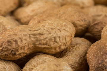 Pile of peanuts shells close up