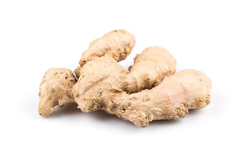 fresh ginger on white background